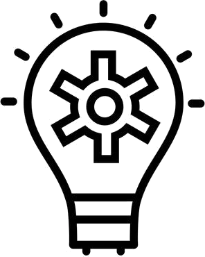 Lightbulb with a gear in it, as an icon for AI strategy